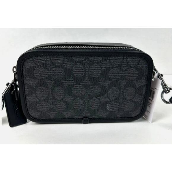 Coach CW365 Wyatt Crossbody Bag In Signature Canvas IN Charcoal/Black - Picture 2 of 8